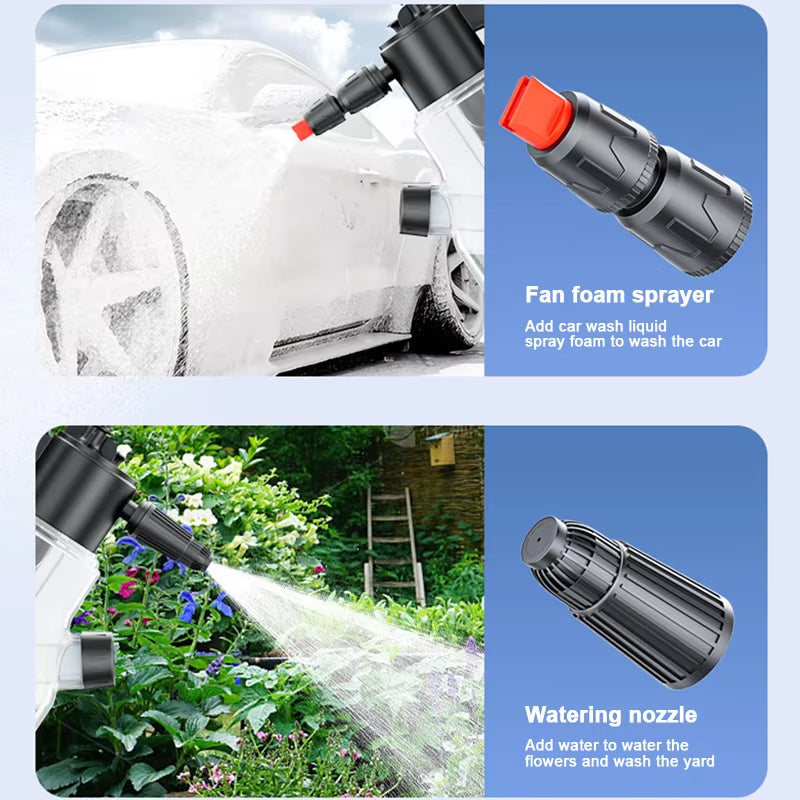 SEAMETAL 2L Hand Pump Foam Sprayer Side Open Pneumatic Car Wash Foam Sprayer Snow Foam High Pressure Auto Washing Spray Bottle
