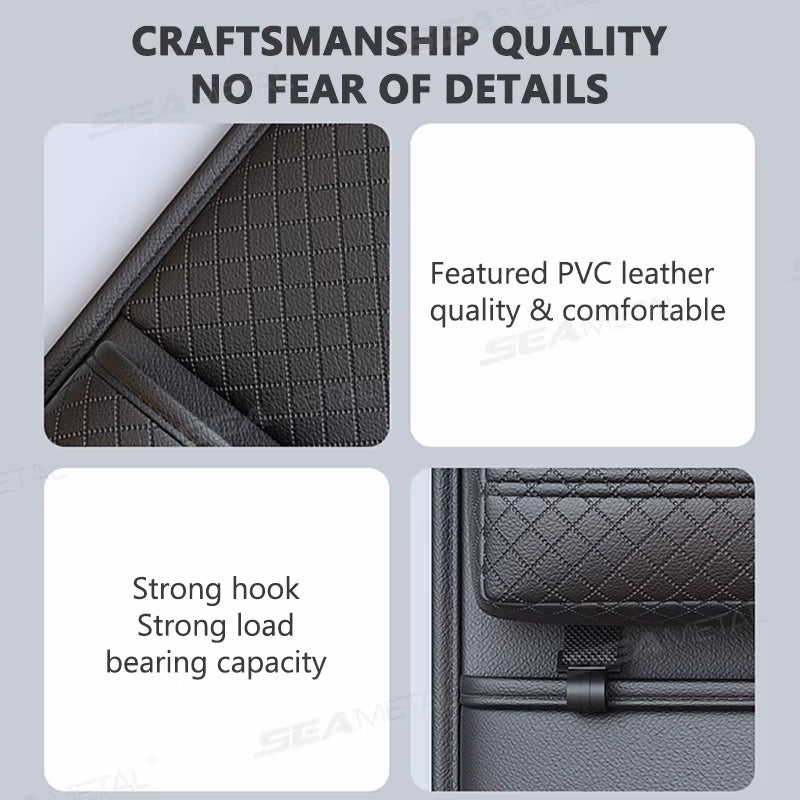 SEAMETAL Multi-Functional Car Seat Back Organizer High-Capacity Multi-Pocket Backseat Storage Bag Wear-Resistant anti Kick Mat