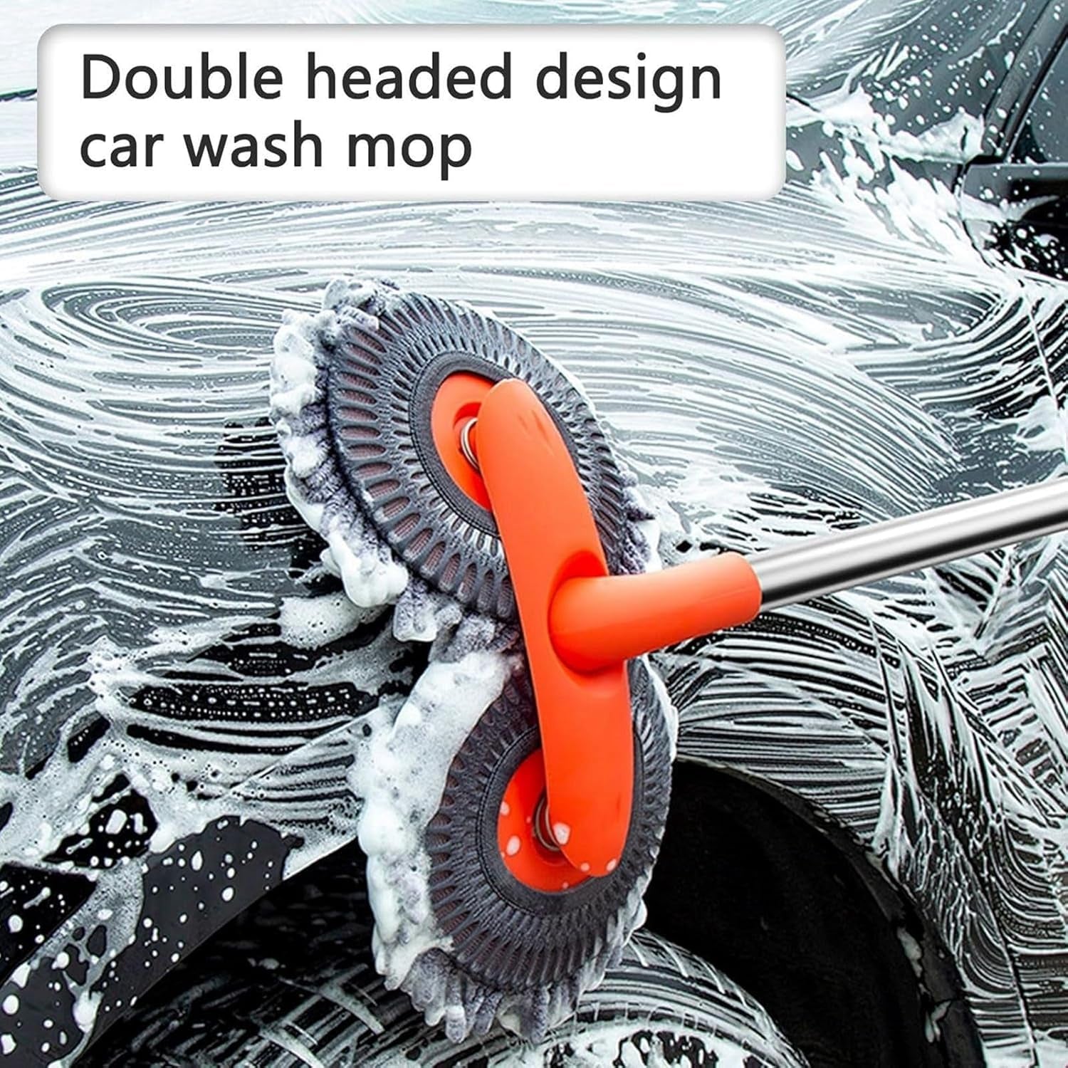Car Wash Brush with Long Handle - Rotatable Long Handle Car Cleaning Kit Brush Duster Scratch Free Cleaning Tool, Car Cleaning Kit Windshield Window Microfiber Car Duster Dry Towels for Cars (A)