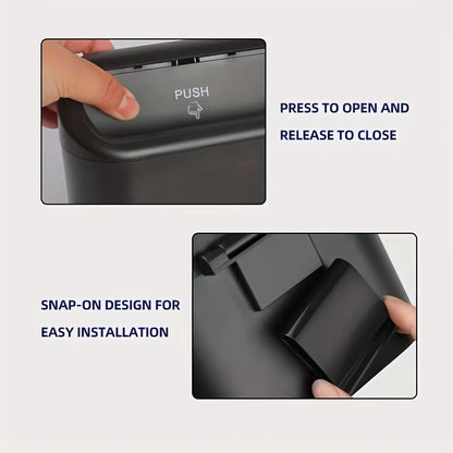 Car Trash Bin Hanging Vehicle Garbage Dust Case Storage Box Plastic Pressing Square Trash Can Type Auto Car Supplies