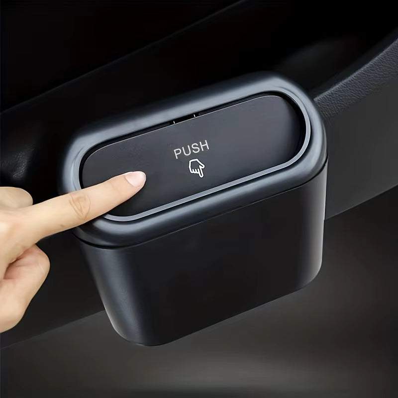 Car Trash Bin Hanging Vehicle Garbage Dust Case Storage Box Plastic Pressing Square Trash Can Type Auto Car Supplies