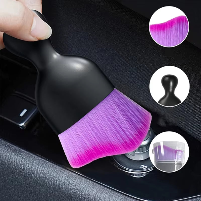 Car Vent Purple Cleaning Soft Brush Interior Detail Brush Crevice Cleaning Maintenance Dust Remover Car Beauty Tools