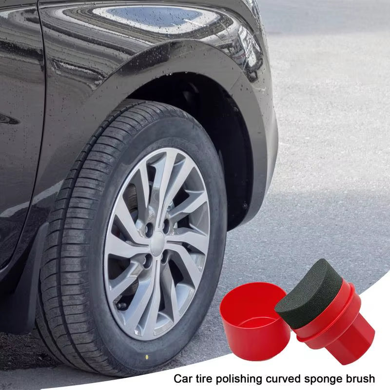 Car Tire Waxing Sponge Car Wax Applicator Pad with Lid Curved Shaped Easy Waxing Tire Sponge Tire Cleaning Tools Detailing Brush