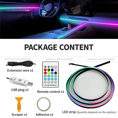 110Cm APP Control Car Ambient Lights LED Interior RGB Symphony Atmosphere Light Acrylic Strips Dashboard Decoration Sunroof