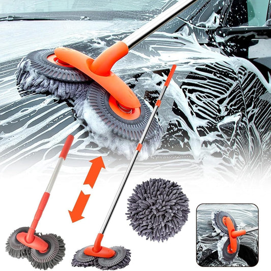 Car Wash Brush with Long Handle - Rotatable Long Handle Car Cleaning Kit Brush Duster Scratch Free Cleaning Tool, Car Cleaning Kit Windshield Window Microfiber Car Duster Dry Towels for Cars (A)