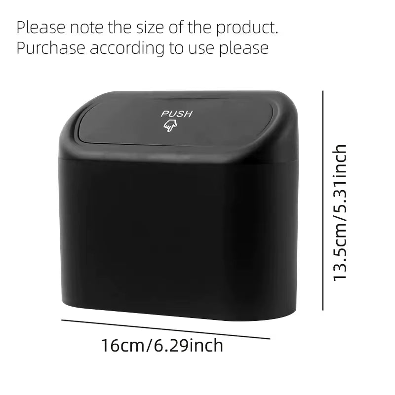 Car Trash Bin Hanging Vehicle Garbage Dust Case Storage Box Plastic Pressing Square Trash Can Type Auto Car Supplies